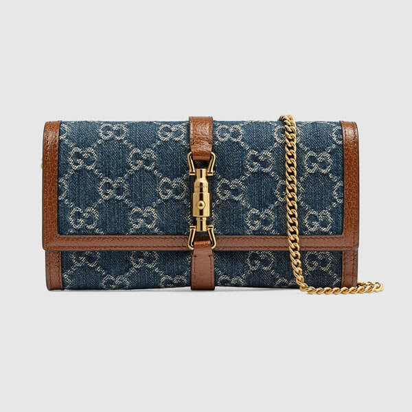 グッチ 長財布 偽物【グッチ】GG Denim 〔ジャッキー 1961〕チェーンウォレット 652681 2KQGG 8375