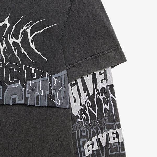 早い者勝ちジバンシィ 偽物*レイヤードエフェクト 刺繍ジャージーTシャツ
