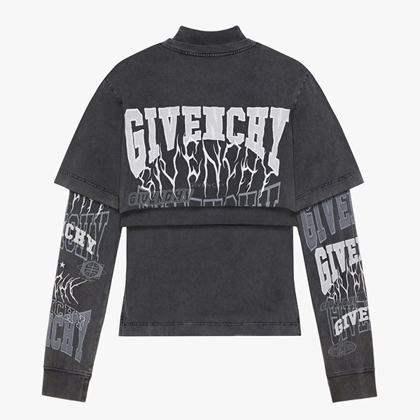 早い者勝ちジバンシィ 偽物*レイヤードエフェクト 刺繍ジャージーTシャツ