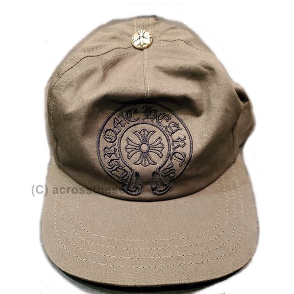 クロムハーツ 帽子 偽物 HorseShoe Leather Strapback Hat Olive Cream