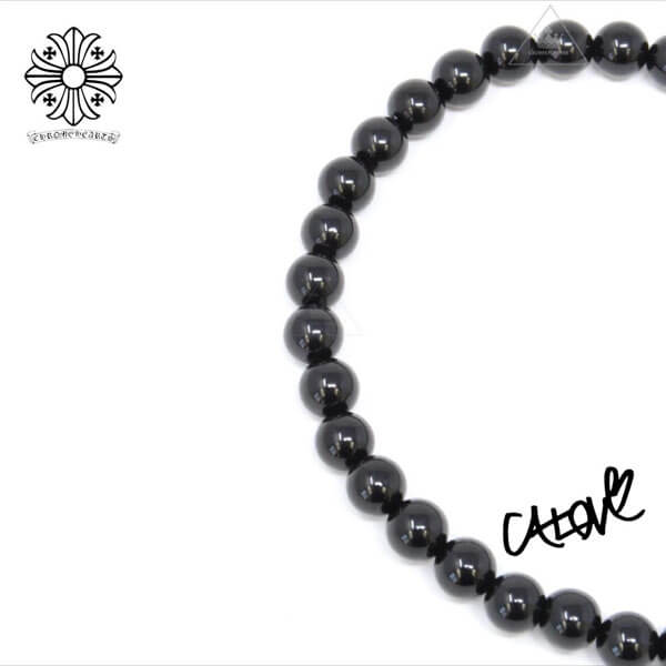 クロムハーツ ブレスレット スーパーコピー【CHクロス×ブラックトルマリン6mm】◆ﾌﾞﾚｽﾚｯﾄ