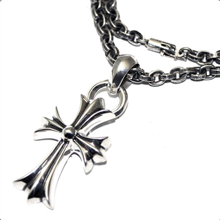 クロムハーツスーパーコピー ネックレスペーパーチェーン18インチ スモールCHクロスウィズベイルペンダントトップセット Chrome Hearts