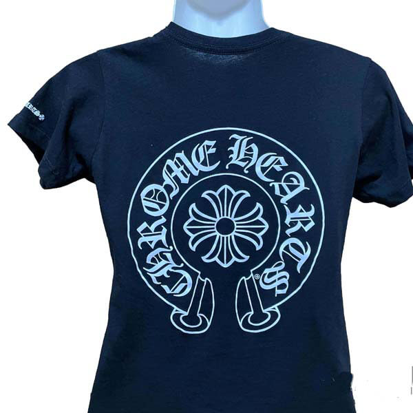 【クロムハーツ Tシャツ 偽物】Vネック シャツ レディース ホースシュー S M