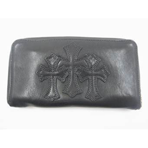 Chrome Hearts クロムハーツコピー 3セメタリー ウォレット 長財布 芸能人 ブラック