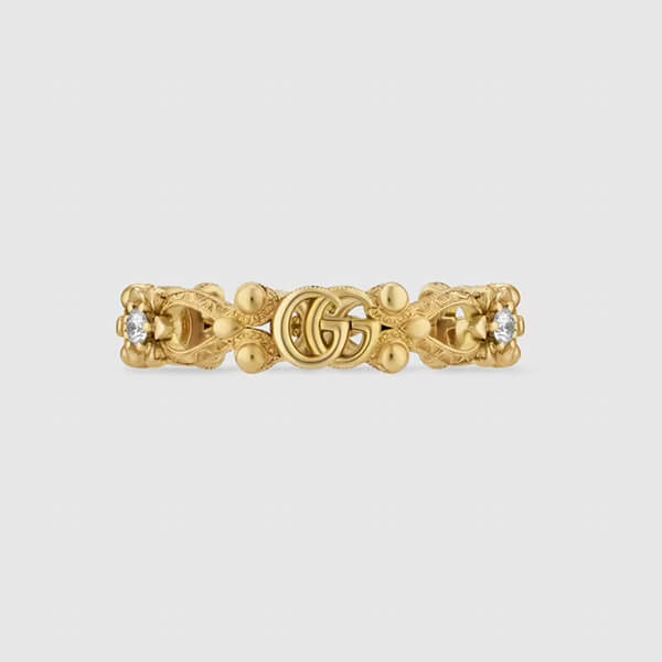 グッチ リング 偽物 フローラ ダイヤモンド付き 18K GGロゴ 629827J85408000