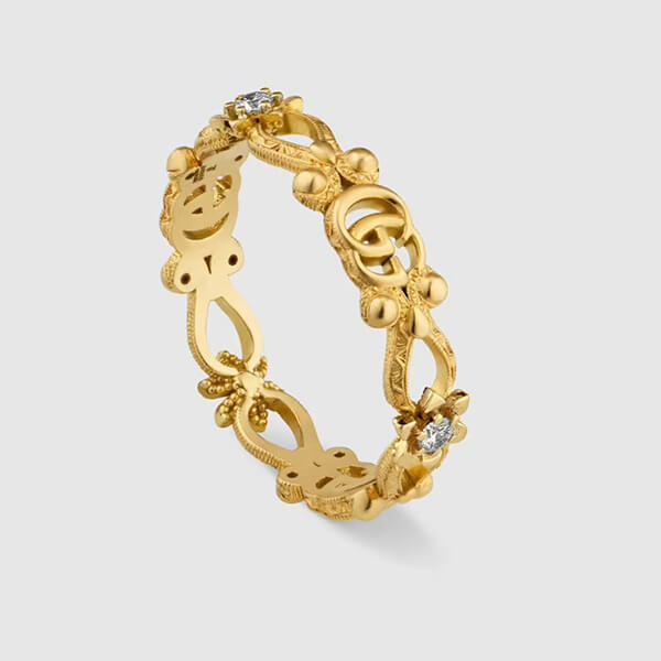 グッチ リング 偽物 フローラ ダイヤモンド付き 18K GGロゴ 629827J85408000