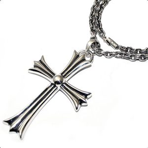 クロムハーツ ネックレス コピー ペーパーチェーン18インチ ラージCHクロスウィズベイルペンダントトップセット Chrome Hearts