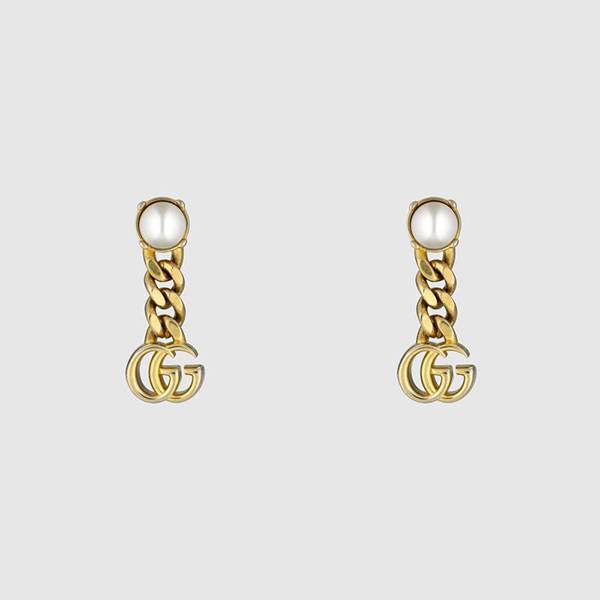 ​グッチ ピアス コピー☆ダブルG/パールチェーンピアス 645665 I4620 8078