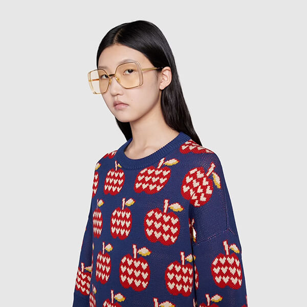 グッチ レポム セーター 偽物 アップル＆ハート セーター トップス 林檎 ハート GG 男女 プレタ 2021-22 AW