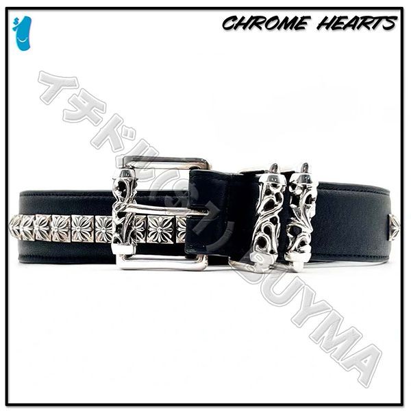 クロムハーツ コピープラススタッド レザー ベルト シルバー PLUS BELT