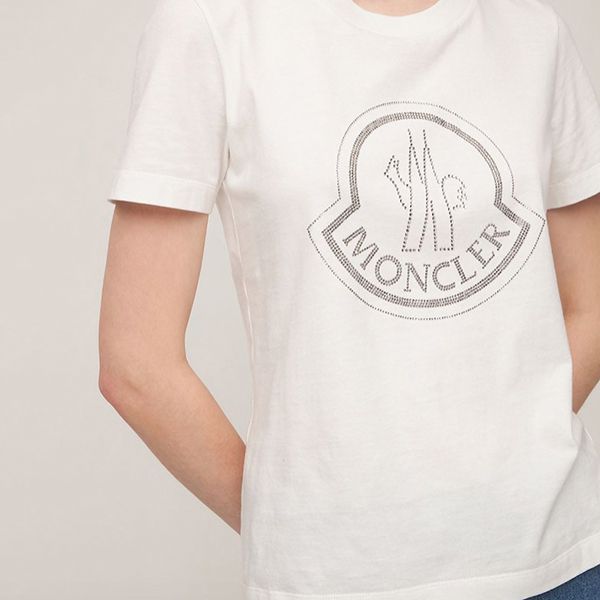 モンクレール tシャツ パロディ ブランドコピー tシャツ レディース ラインストーンロゴ コットン 0938C00008829FB
