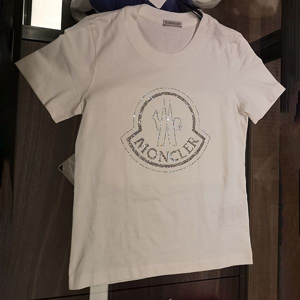 モンクレール tシャツ パロディ ブランドコピー tシャツ レディース ラインストーンロゴ コットン 0938C00008829FB