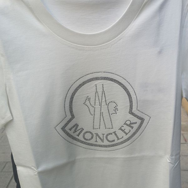 モンクレール tシャツ パロディ ブランドコピー tシャツ レディース ラインストーンロゴ コットン 0938C00008829FB