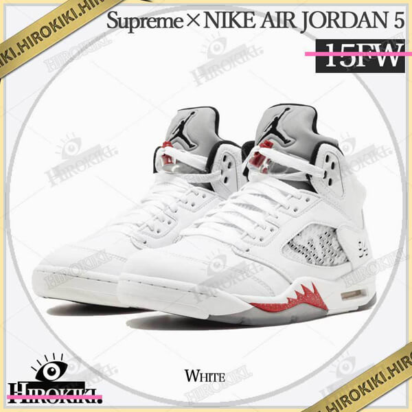 20AW/シュプリーム スニーカー 偽物 ナイキ ジョーダン 白 シュプリーム ナイキAIR JORDAN 5 RETRO White