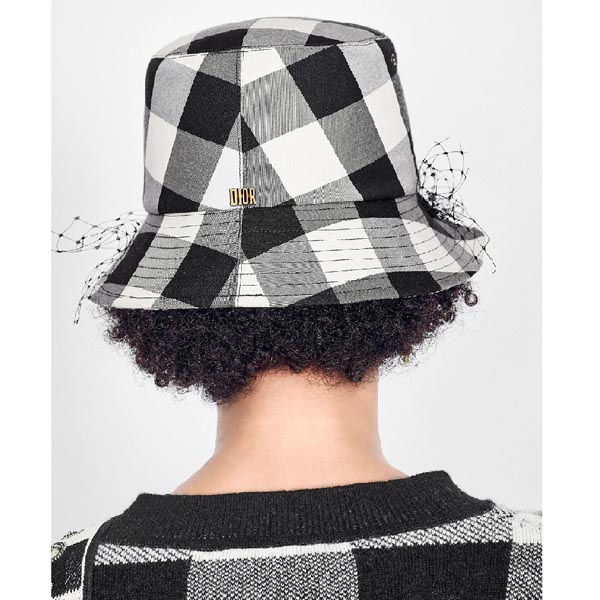 ディオール バケットハット 偽物＊21AW TEDDY D CHECK\'N\'ディオール ボブハット ベール付き