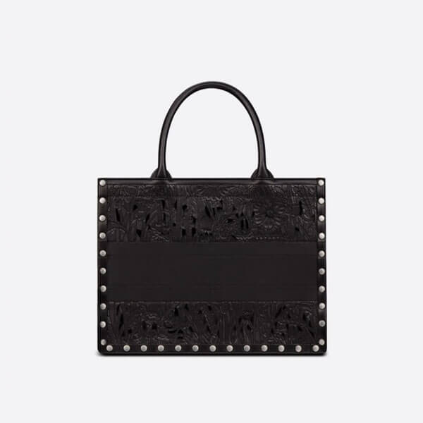 ディオール ブックトート コピー バッグ S 花柄 エンボス 黒 CD 新限定 M1296VLPI_M911