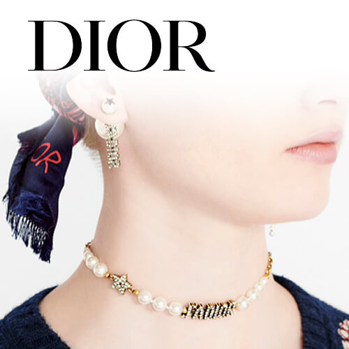 ☆ディオール チョーカー コピー j\'adior ホワイトレジンビーズ＆クリスタルチョーカー N1113ADRCY_D908