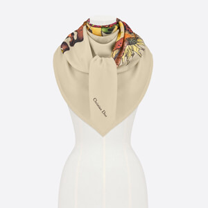 ディオール マフラー 偽物 CŒUR EN FLEUR DE ショール ウールシルクカシミア
