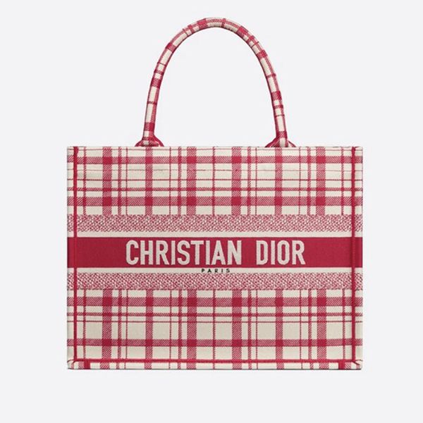 ディオール ブックトート 偽物 Book Tote Check\'n\' 赤チェック/small tote M1296ZRFZ_M929
