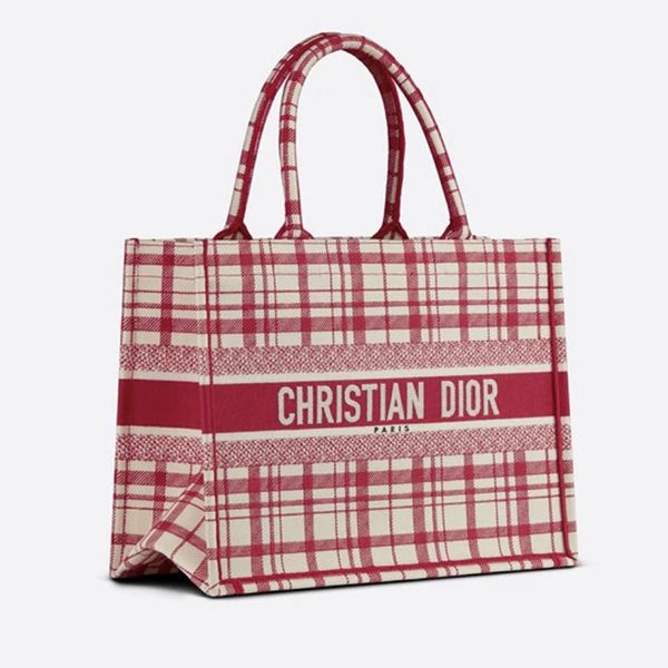 ディオール ブックトート 偽物 Book Tote Check\'n\' 赤チェック/small tote M1296ZRFZ_M929