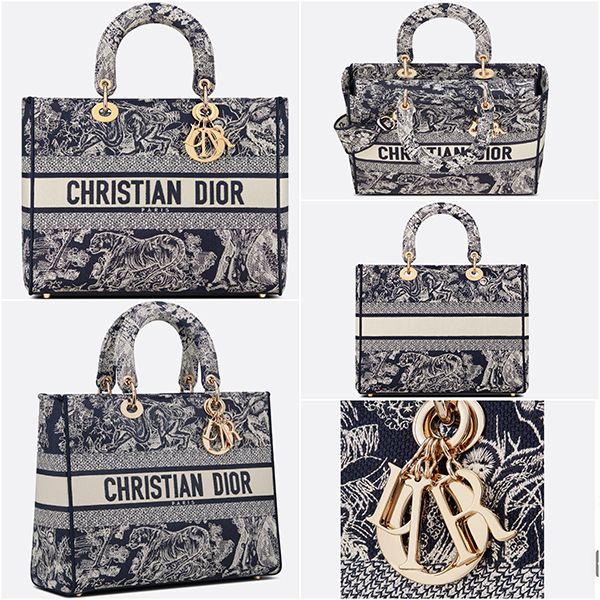 レディディオール 偽物 ディオール カナージュ コピー【入手困難】LARGE LADY D-LITE BAG★Toile de Jouy Reverse M0566ORGO_M928