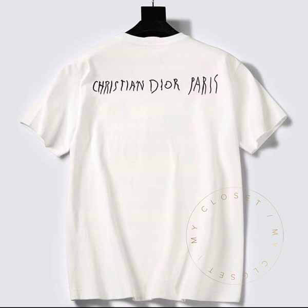 ディオール Tシャツ パロディ ロゴ コラボ レイモンド 半袖 刺繍 コットン 白