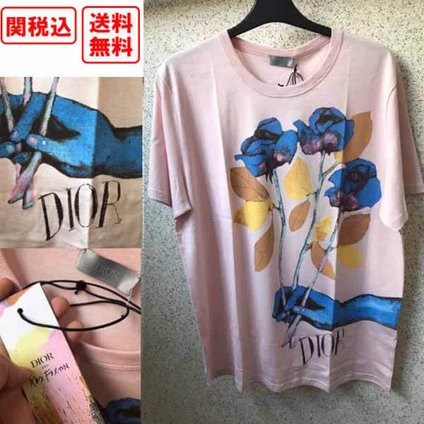 関税送料込 ディオール Tシャツ コピー AND ALEX FOXTON フラワー プリント Tシャツ