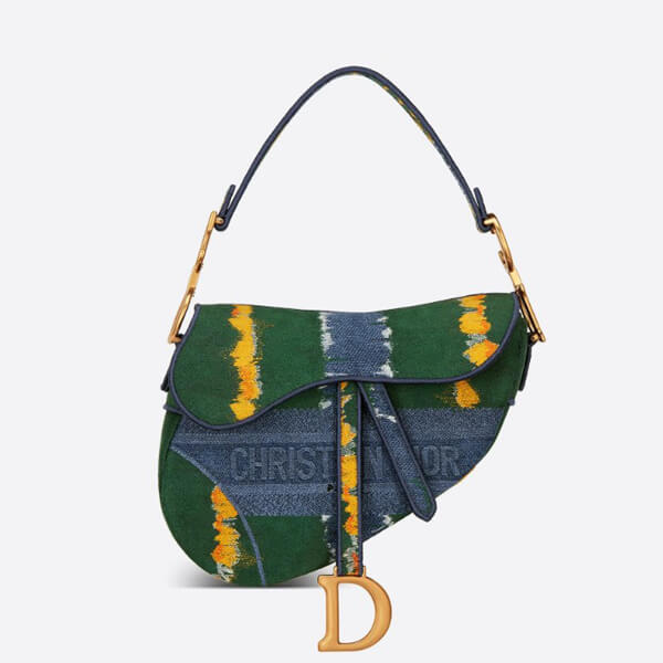 ディオール サドル 偽物 SADDLE OBLIQUE バッグ Tie & エンブロイダリー デニム M0446CJAQ_M042