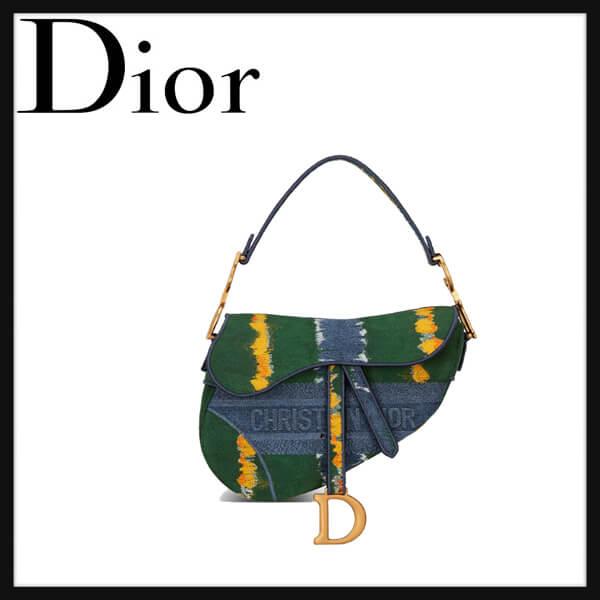 ディオール サドル 偽物 SADDLE OBLIQUE バッグ Tie & エンブロイダリー デニム M0446CJAQ_M042