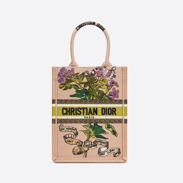 ディオール ブックトート 偽物 BOOK TOTE バーティカルバッグ Fleurs Bibliques エンブロイダリー
