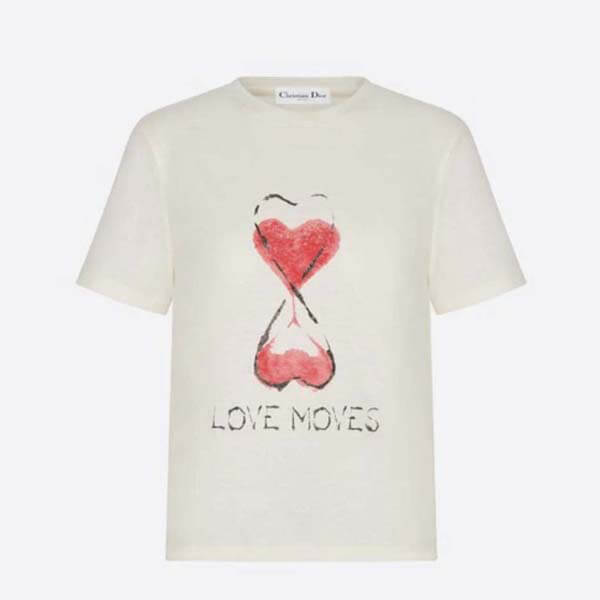ディオール Tシャツ 偽物 FALL 21 LOVE MOVES プリント リネン混 Tシャツ 143T12A4466_X0200
