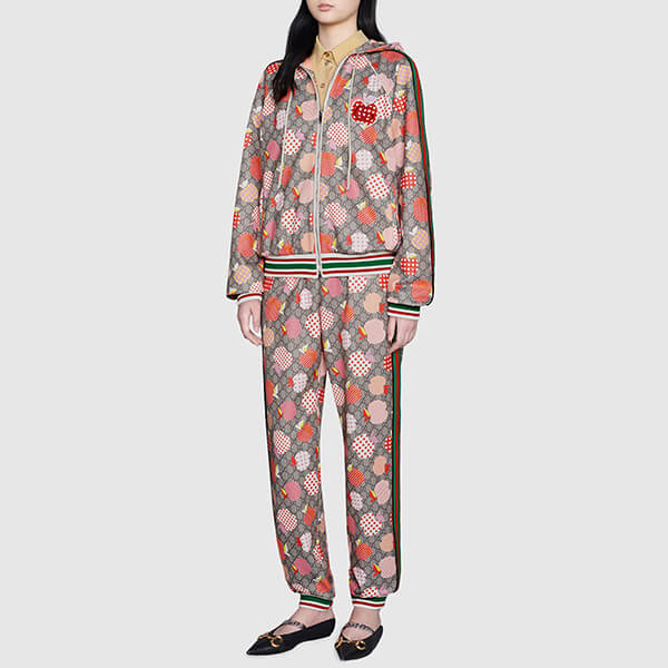 【2021-22 AW】グッチ レポム 偽物 パンツ アップル＆ハート レポム ジョギングパンツ リンゴ 663573 XJDOD 5943