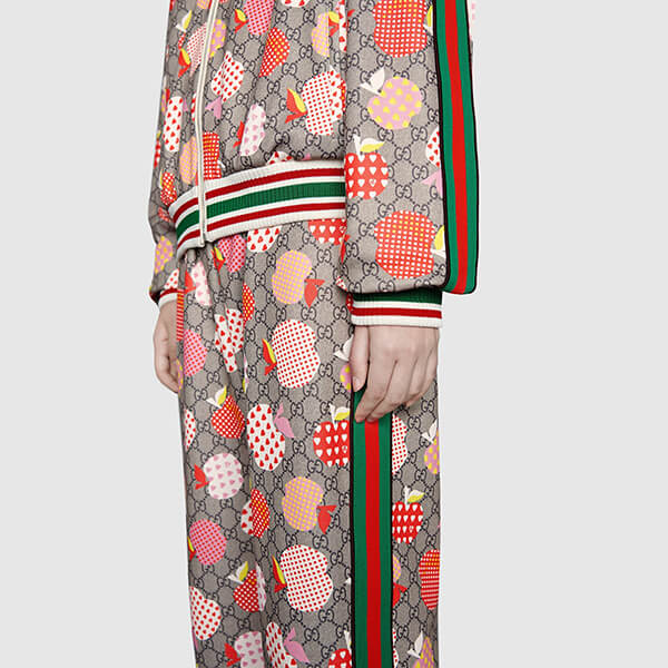 【2021-22 AW】グッチ レポム 偽物 パンツ アップル＆ハート レポム ジョギングパンツ リンゴ 663573 XJDOD 5943