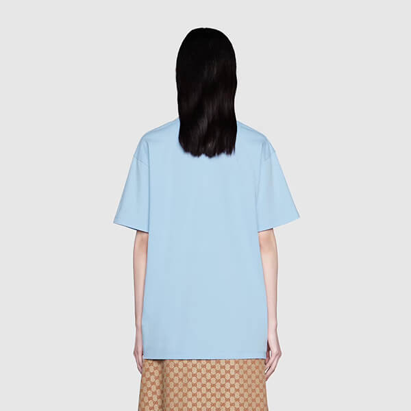 グッチ ブランドコピー tシャツ グッチ レポム 偽物 レディース アップル＆ハート レポム トップス 林檎 ハート ロゴ 男女 プレタ 615044 XJDOH 7989 2021-22 AW