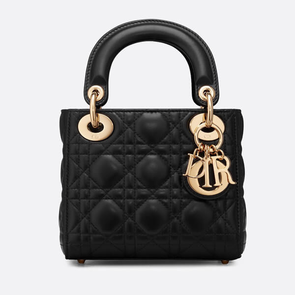 レディディオール カナージュ コピー MINI LADY LAMBSKIN BAG​ミニ ハンドバッグ / black CAL44500_N0