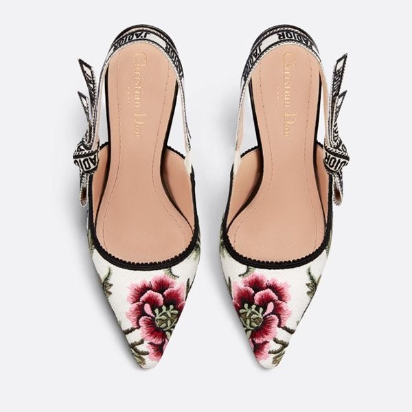ディオール JAディオール パンプス コピー《Petites Fleurs》白 10cmヒール