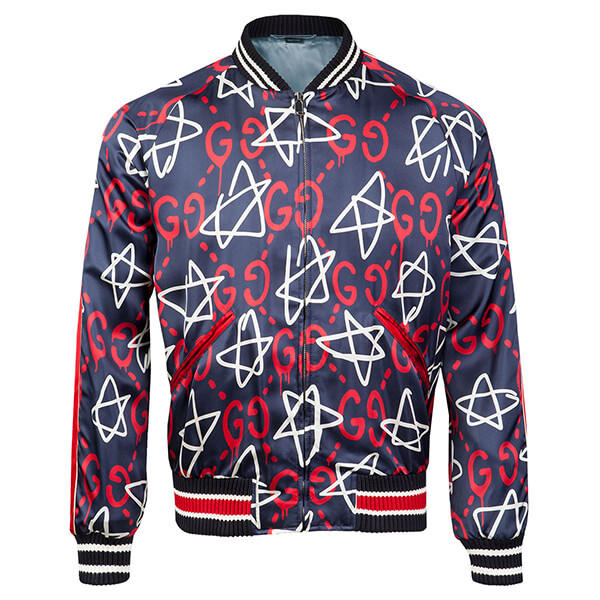関税送料込 グッチ ジャケット 偽物 Ghost ボンバージャケット GGロゴ NAVY