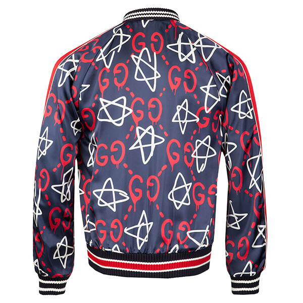 関税送料込 グッチ ジャケット 偽物 Ghost ボンバージャケット GGロゴ NAVY