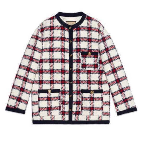 グッチ 【グッチ 服 偽物】 新作 GG チェック ツイード ジャケット 660820 ZAGLK 9098