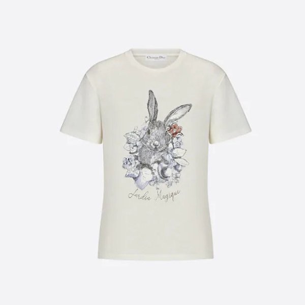 【先行販売】ディオール Tシャツ 偽物ディオール Jardin Magique ウサギ