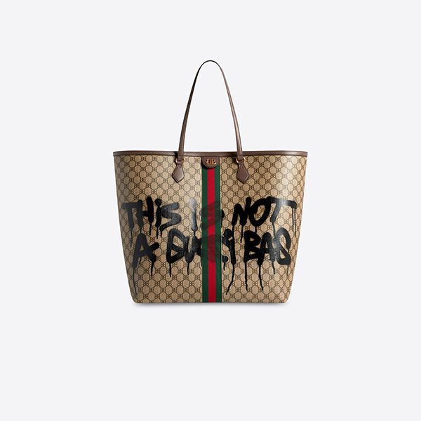 【数量限定版】バレンシアガ x グッチ 偽物 HACKER GRAFFITI LARGE トートバッグ キャンバス ジャカード 6801272104T1169