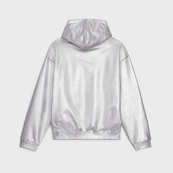セリーヌ パーカー 偽物 ルーズ スウェットシャツ シルバー 日本未入荷 2Y321684O.36SB