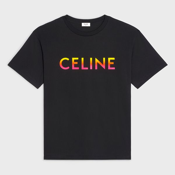 お洒落に【セリーヌ】グラデーション 偽物 ロゴ ルーズ Tシャツ
