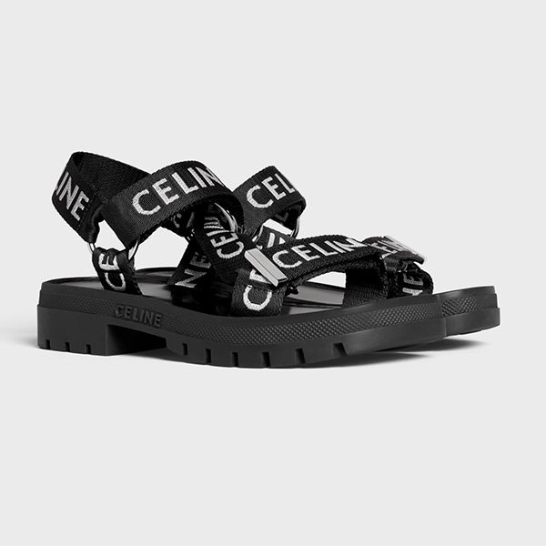 セリーヌ ジャガード 偽物 ロゴストラップサンダル お洒落に 345672208C.38AW