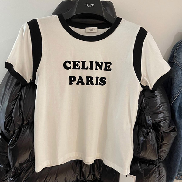【セリーヌ】PARIS ボクシーTシャツ 偽物コットンジャージー2X890671Q