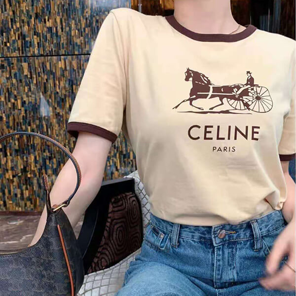 セリーヌ Tシャツ パロディ 大人の色味◇SULKY◇2X575485F.07BQ