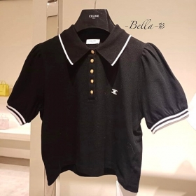 セリーヌ トリオンフ クロップドポロシャツ コピー【すぐ届く2023SS】