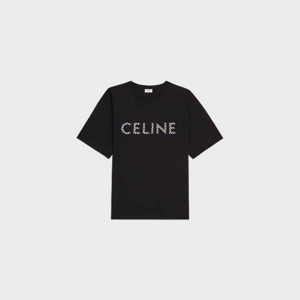 セリーヌ tシャツ コピー ルーズ フロント スタッズロゴ コットン 半袖 Tシャツ 2X839500O.38AW
