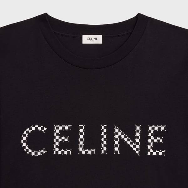 セリーヌ tシャツ コピー ルーズ フロント スタッズロゴ コットン 半袖 Tシャツ 2X839500O.38AW