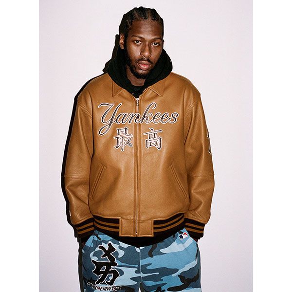 シュプリーム MLB「最高」偽物★Supreme x NYヤンキース★洗練された芸術★ロゴレザージャケット★